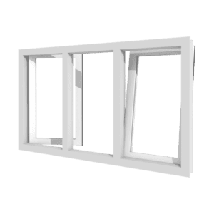 2 draaikiepramen en vast raam | 3 vakken | pvc